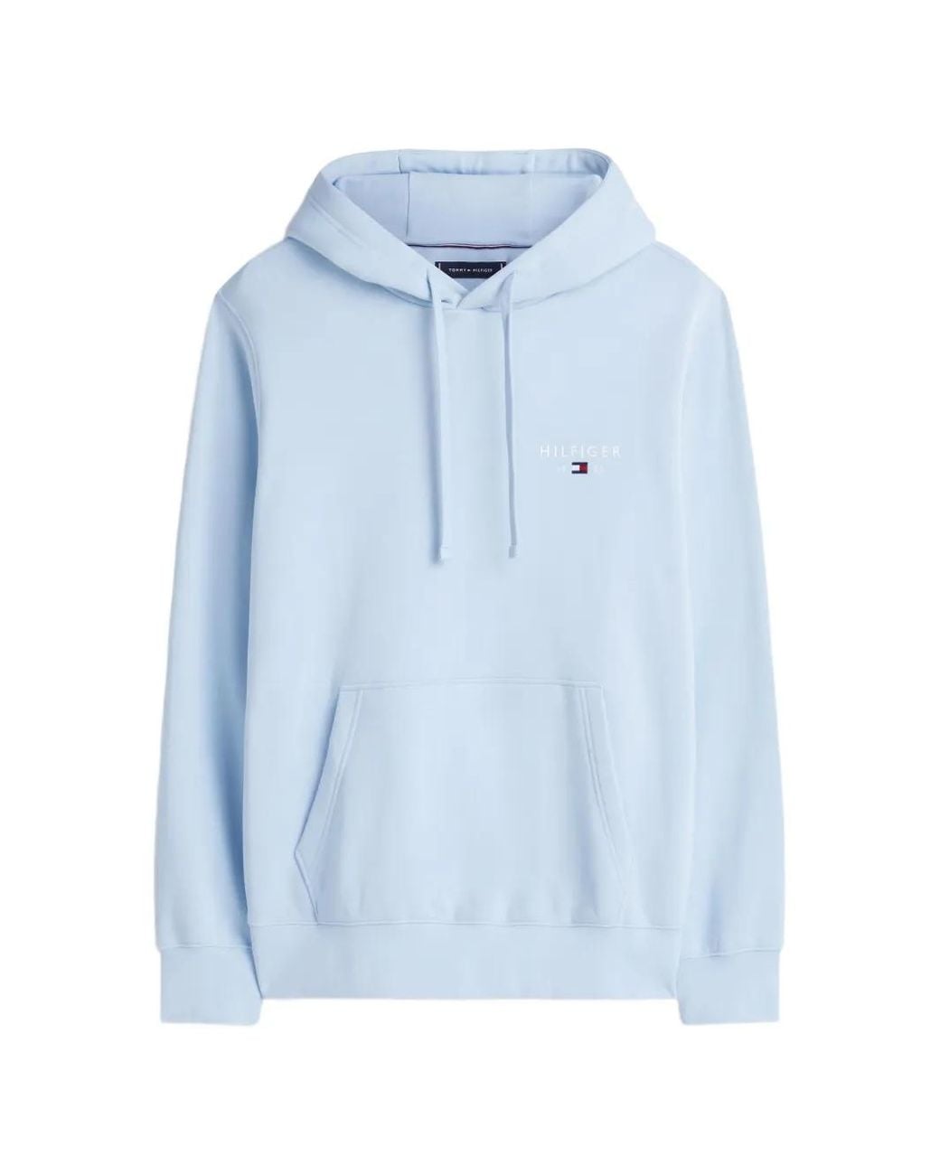 Tommy Hilfiger Blue Logo-Embroidered Drawstring Hoodie for men