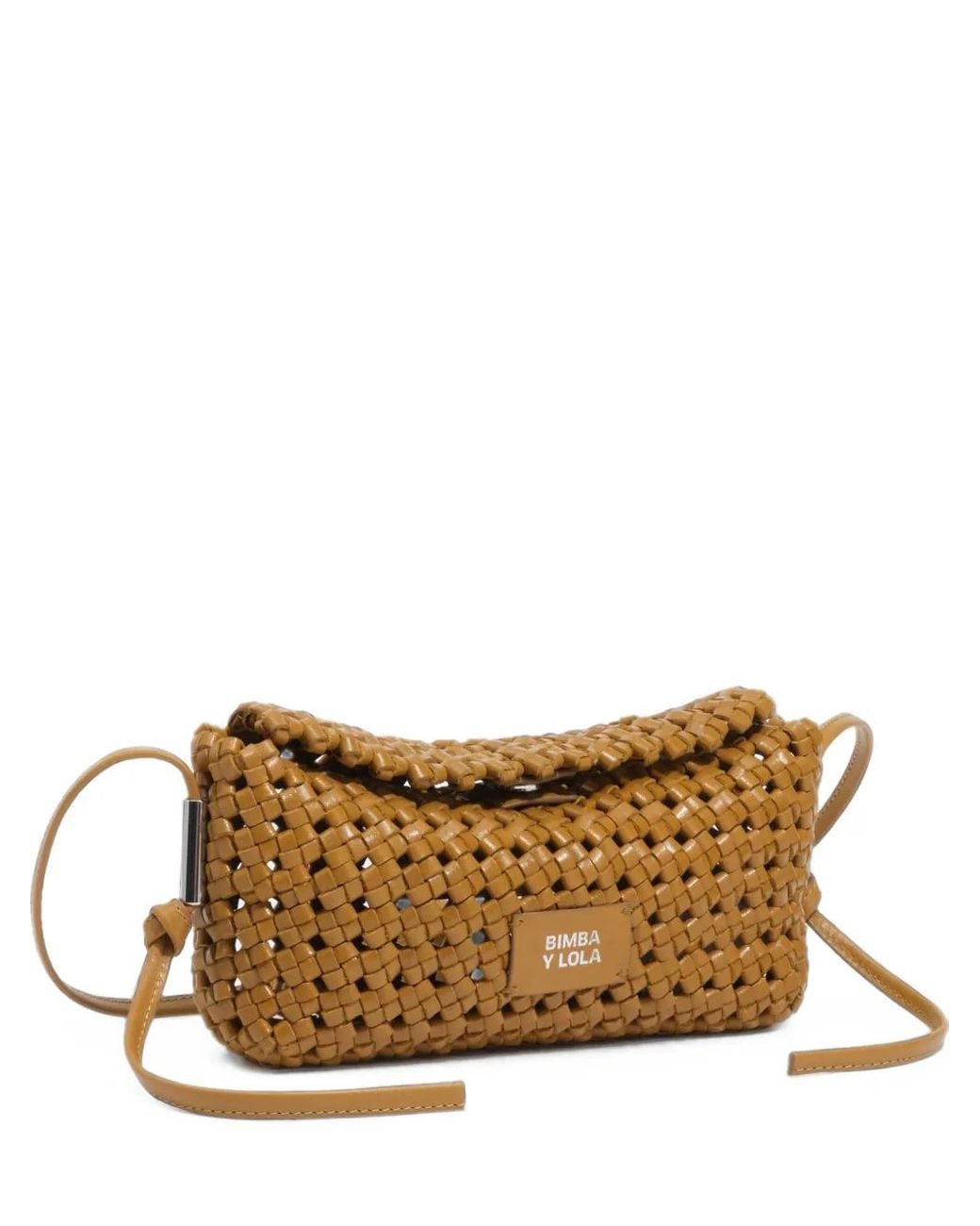 Bimba Y Lola Brown Small Lime Plaited Leather Mini Crossbody Bag