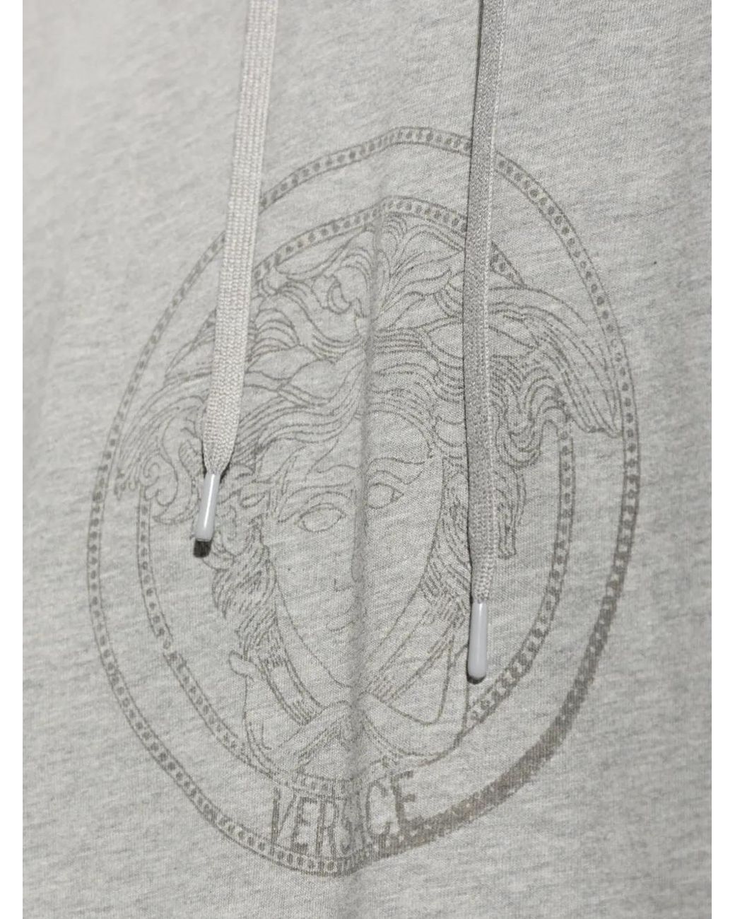 Versace Gray Printed Cotton-Jersey Hoodie for men