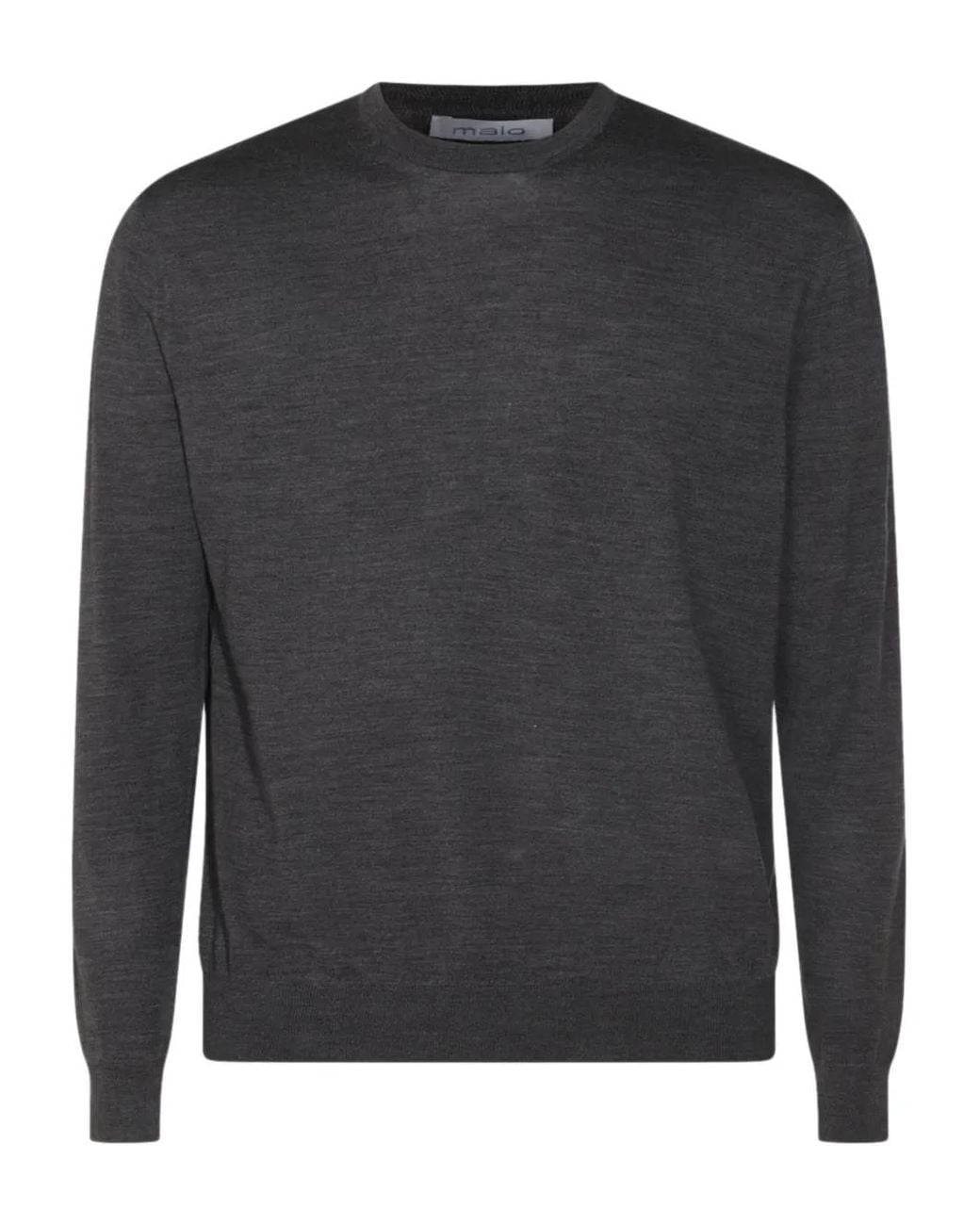 Malo Black Crew-Neck Wool Sweater for men