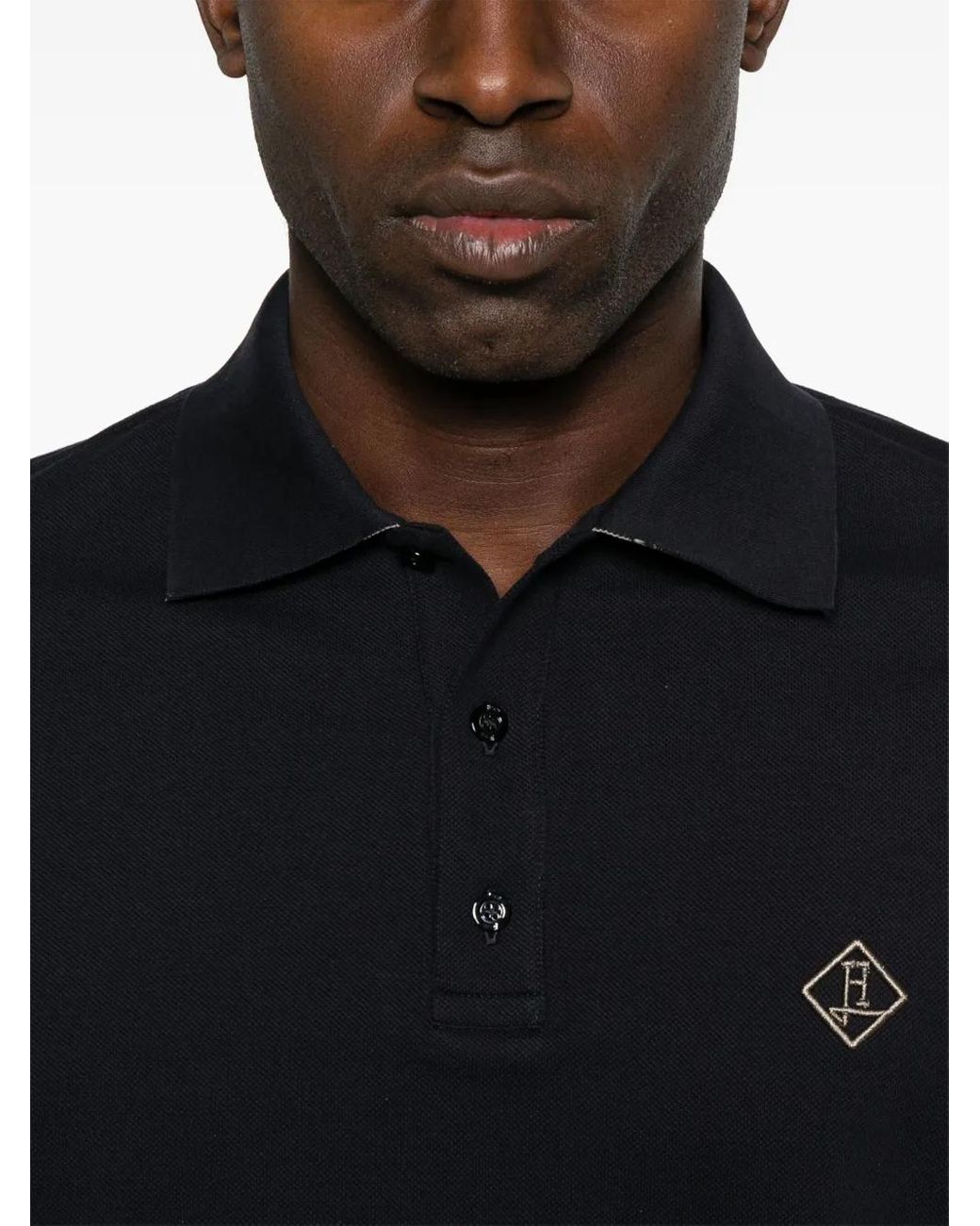 Herno Black Logo Cotton Polo Shirt for men