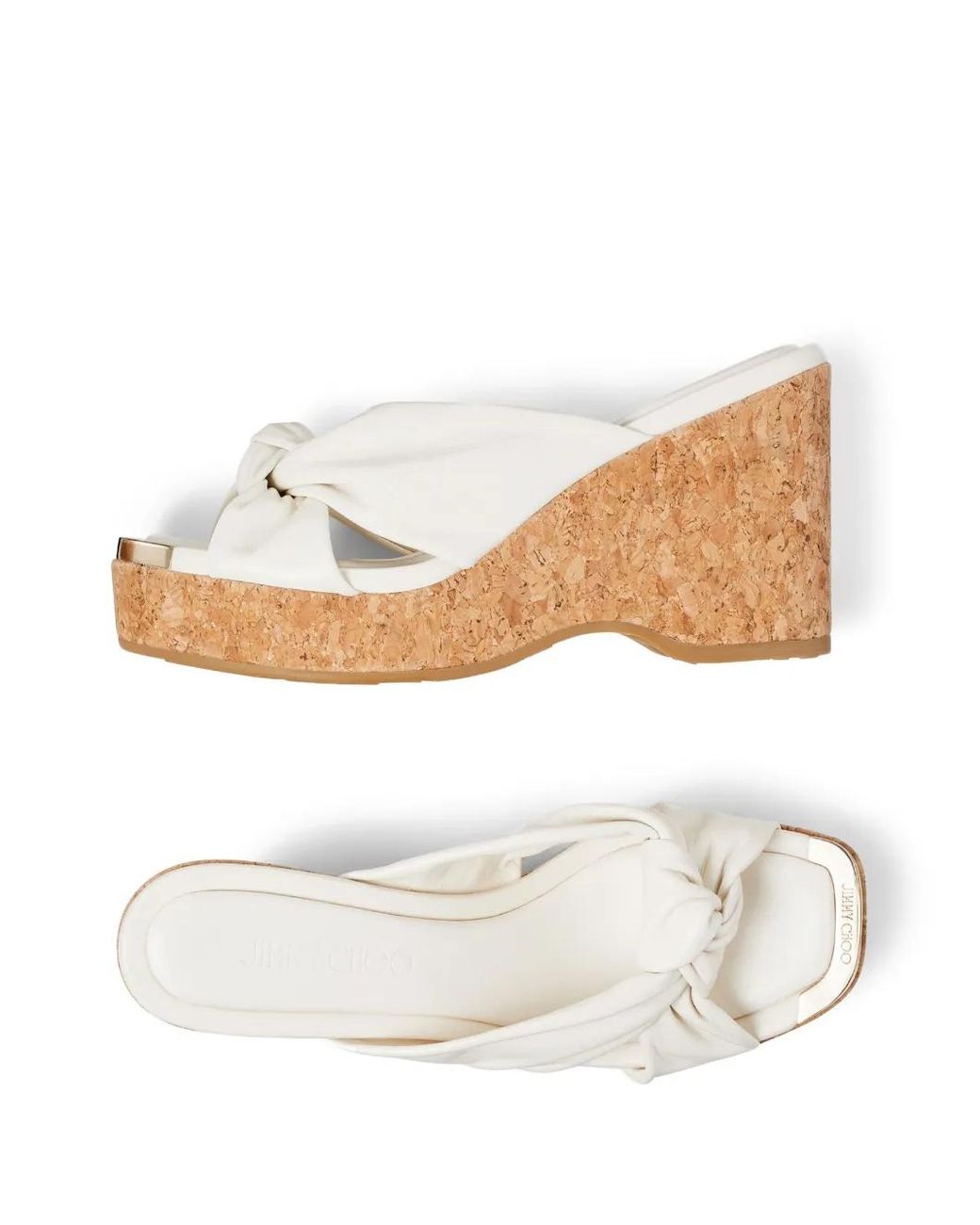 Jimmy Choo Natural 95Mm Avenue Wedge Sandals