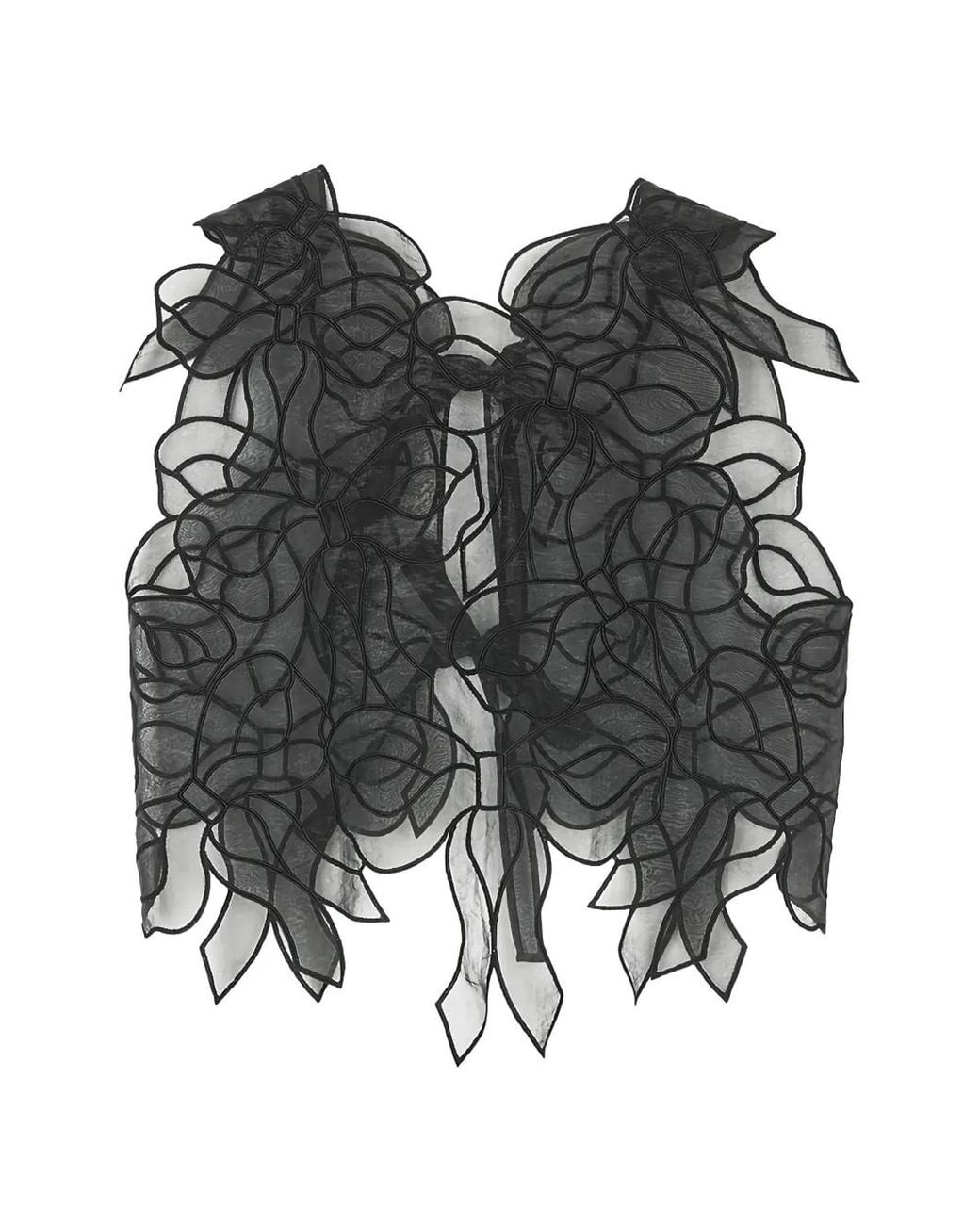 CECILIE BAHNSEN Black Abaya Bow-Embroidered Sheer Blouse