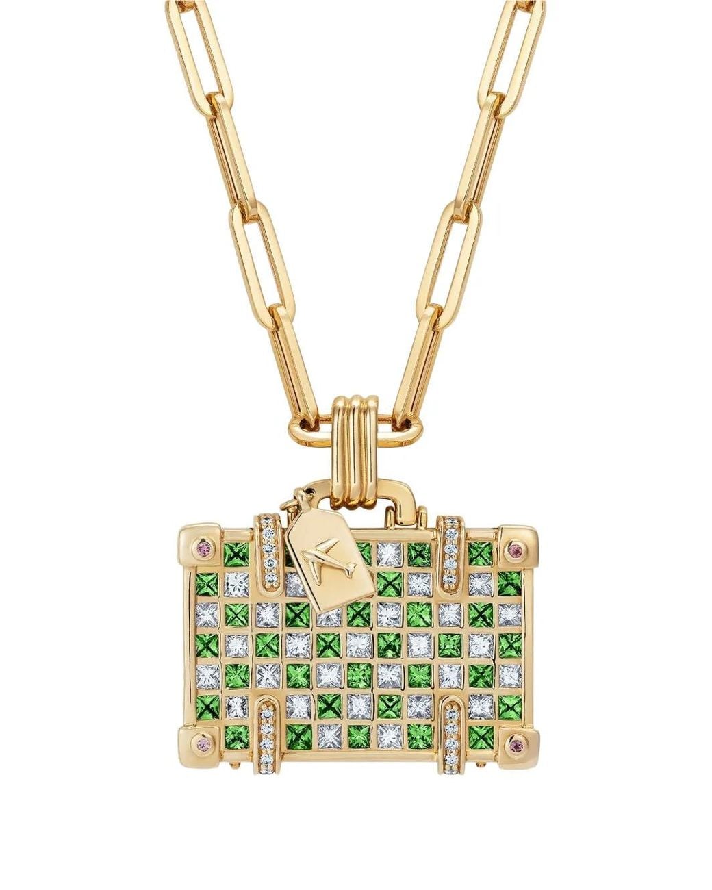 Nevernot Metallic Jet, Set, Go Suitcase Multi-Stone Necklace
