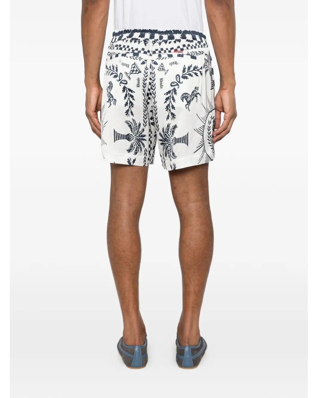 Rhude White Patterned Elasticated Shorts for men