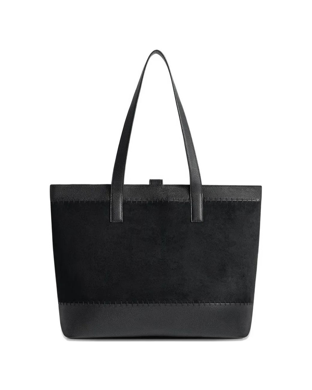 Manière De Voir Black Nicolas Suede & Pebbled Leather Whipstitch Tote Bag for men
