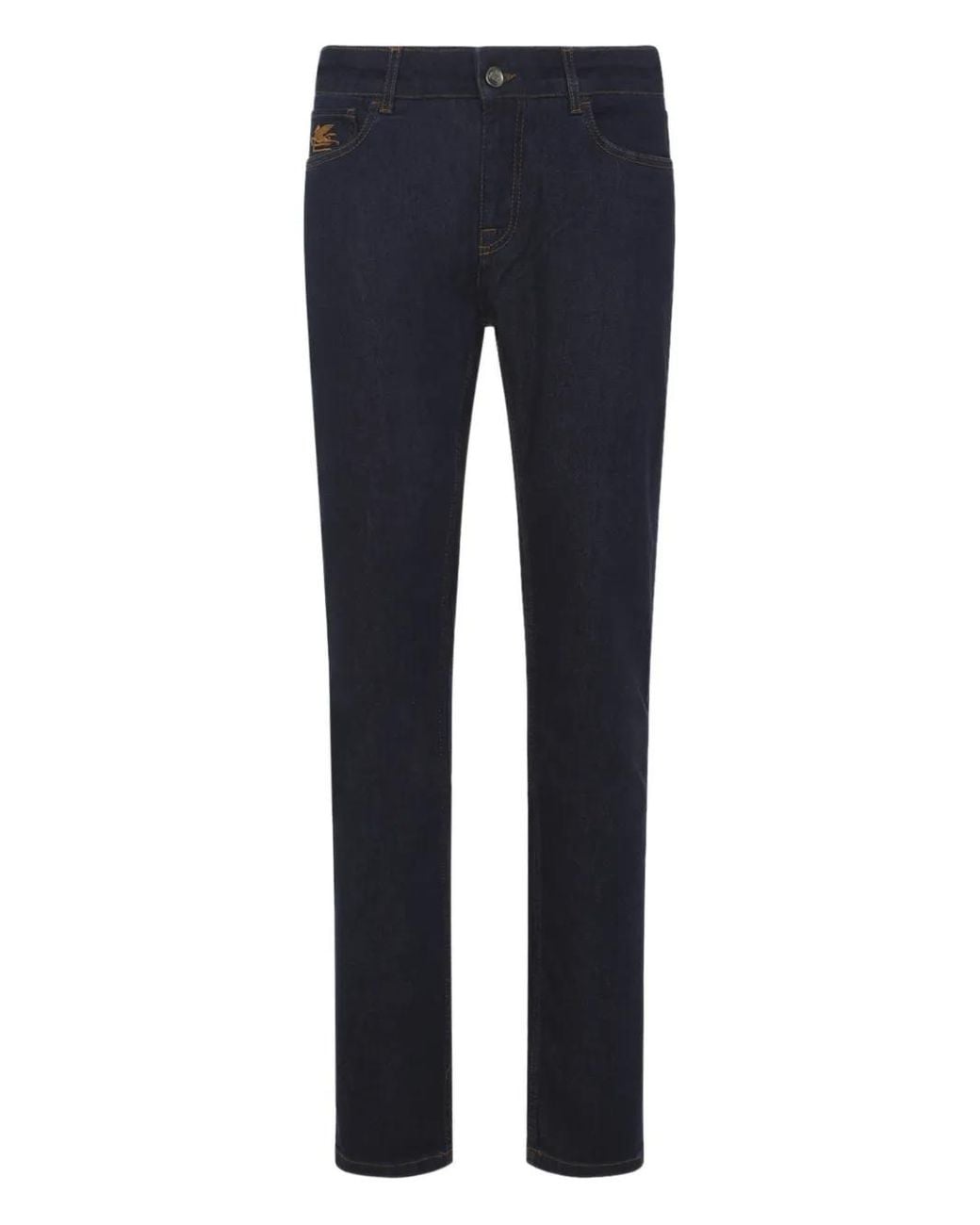 Etro Blue Logo-Embroidery Five-Pockets Jeans for men