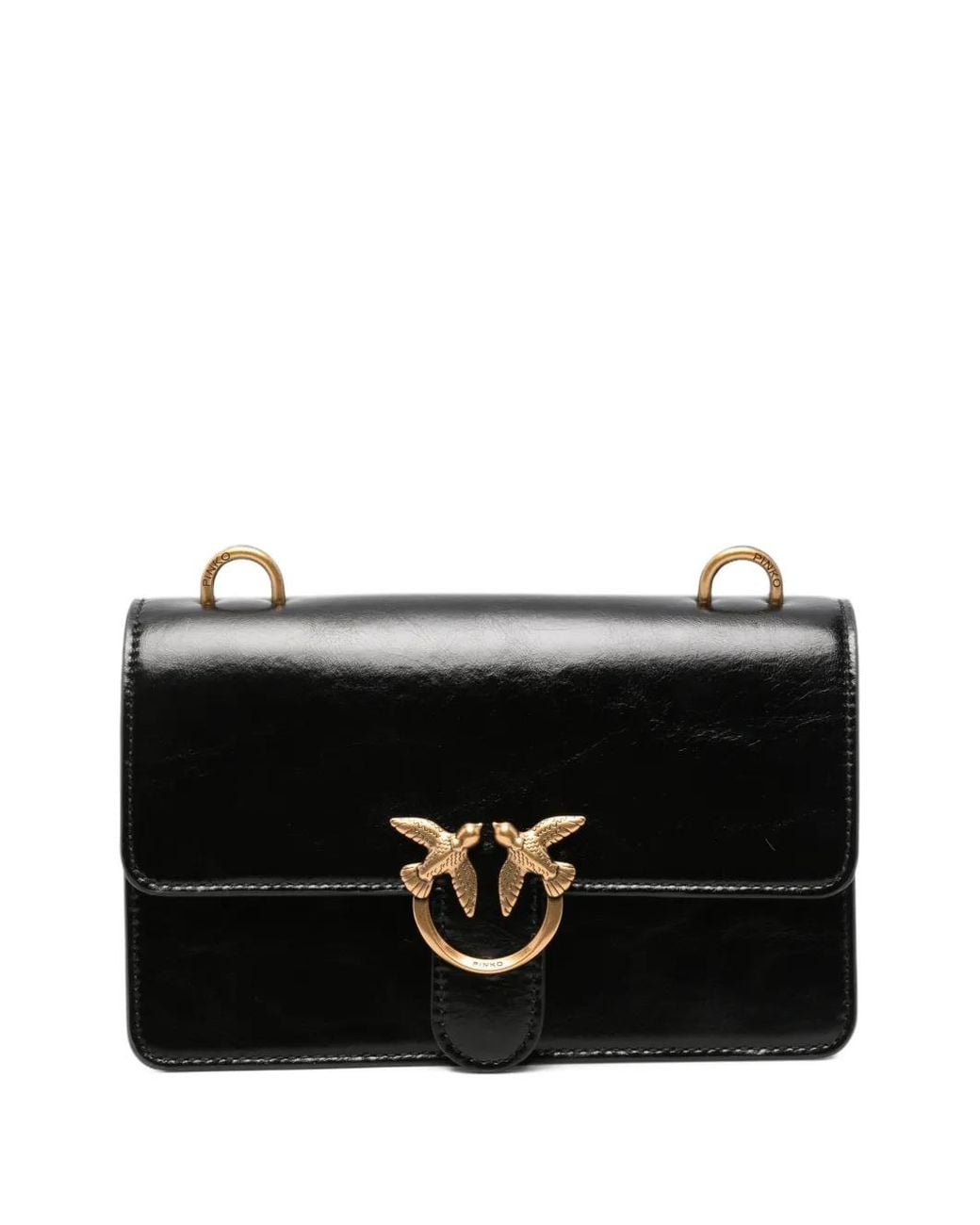 Pinko Black Mini Love One Leather Shoulder Bag