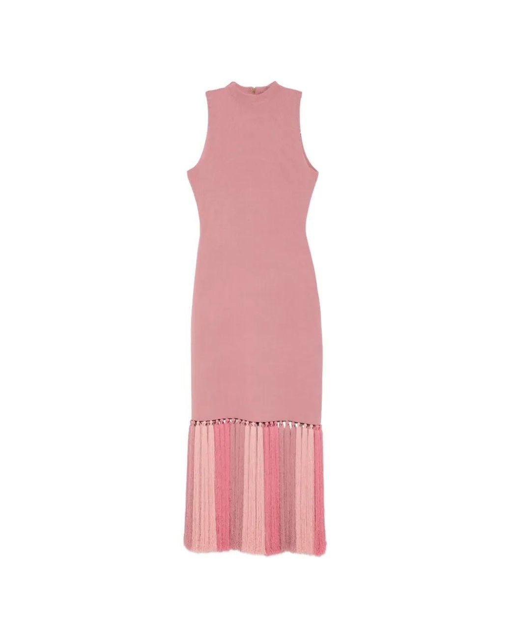 Aje. Pink Sofina Tassel-Trimmed Midi Dress