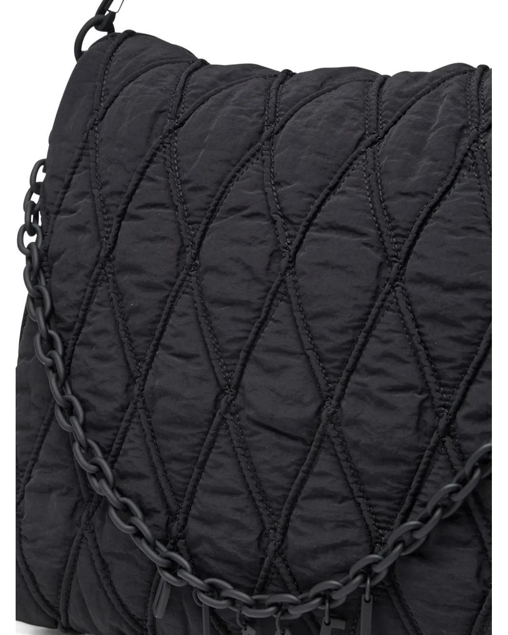 DIESEL Black Large Charm-D Shoulder Bag