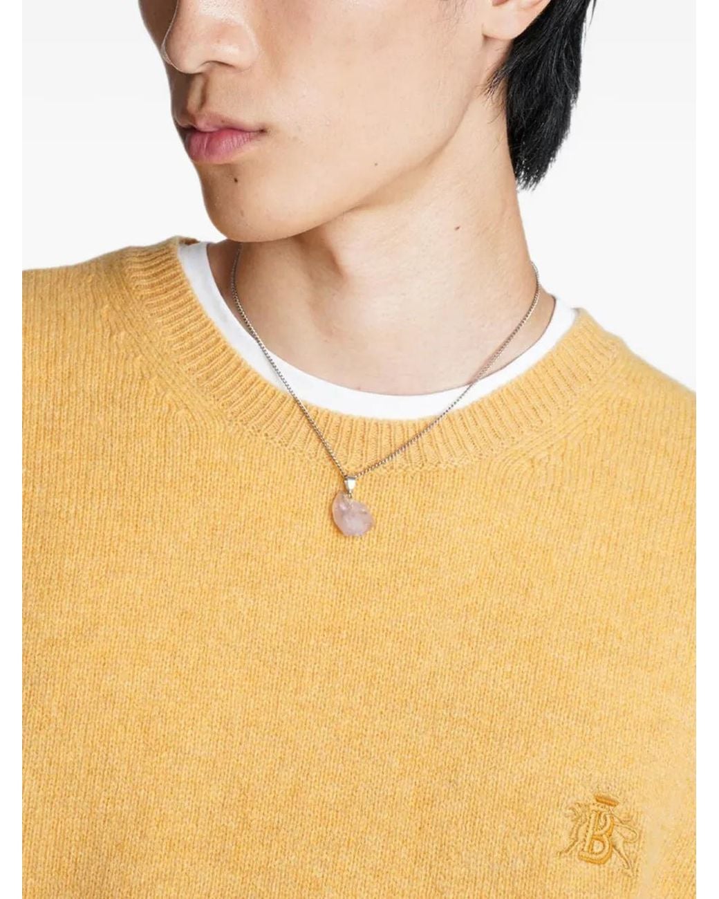 Baracuta Yellow Embroidered-Logo Sweater for men