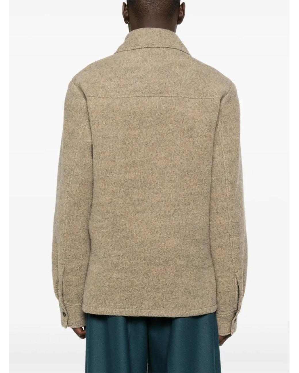 Jil Sander Natural Zip-Fastening Collared Wool Jacket for men