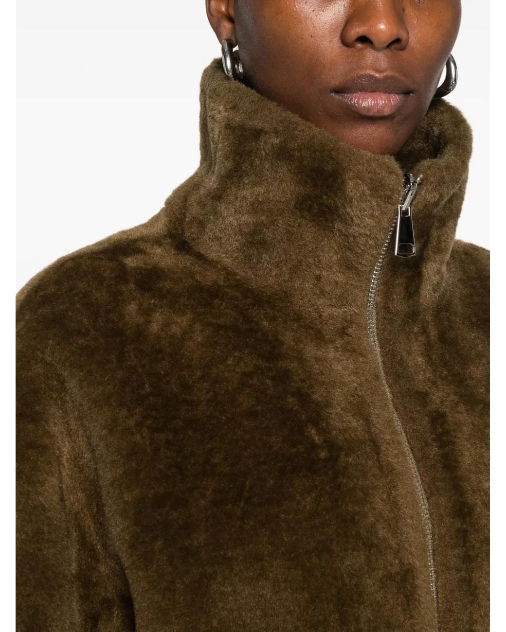 Betta Corradi Green Faux-Fur Panelled Jacket