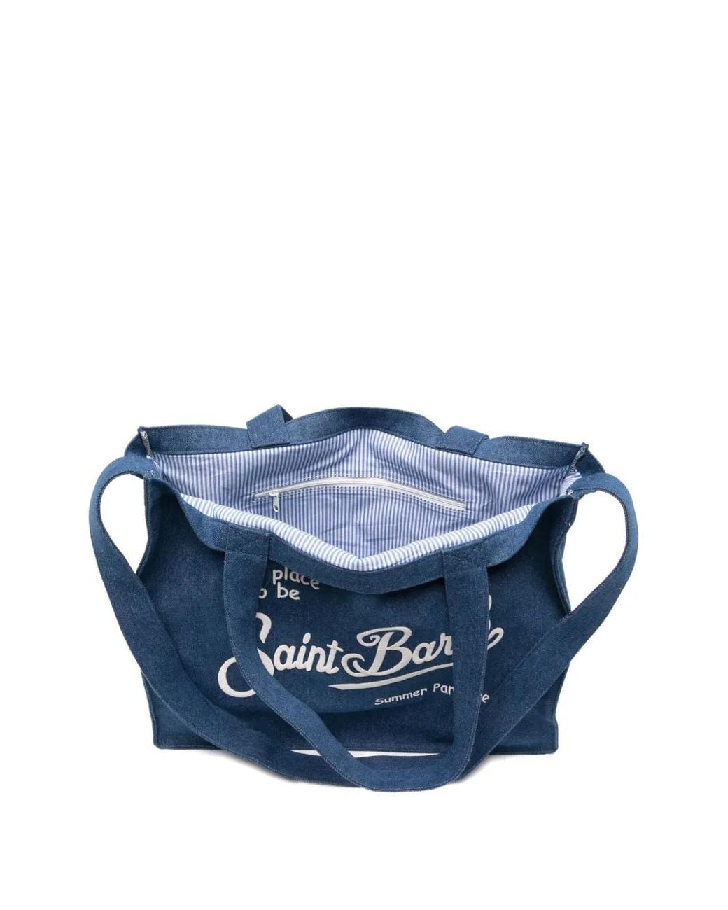 Mc2 Saint Barth Blue Essential Denim Tote Bag With Logo