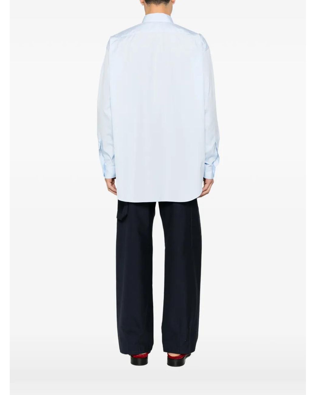 Moschino White Graphic-Print Patch-Pocket Shirt for men