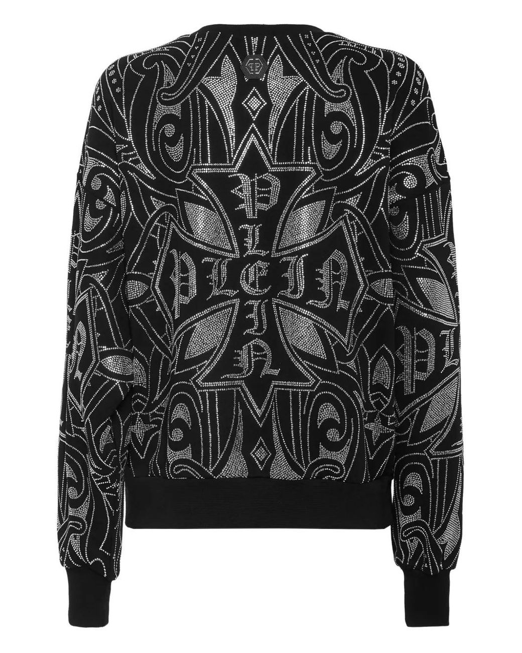 Philipp Plein Black Strass Gothic Sweatshirt