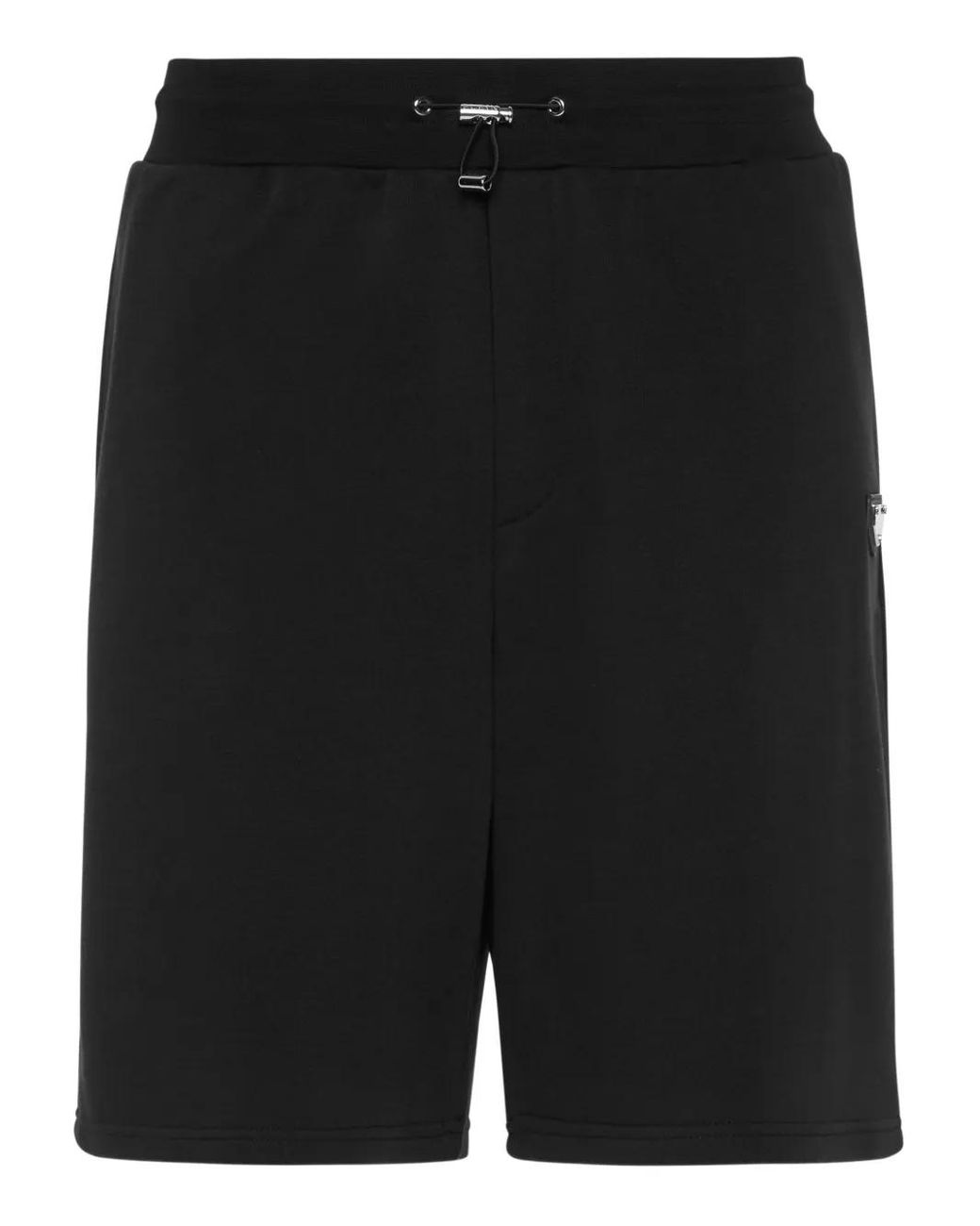 Philipp Plein Black Cotton Track Shorts for men