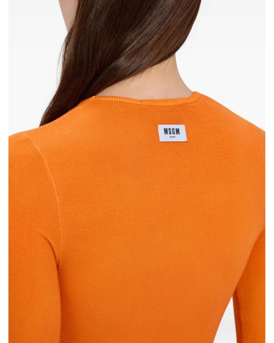 Top Con Cuello Redondo Y Manga Larga MSGM de color Orange