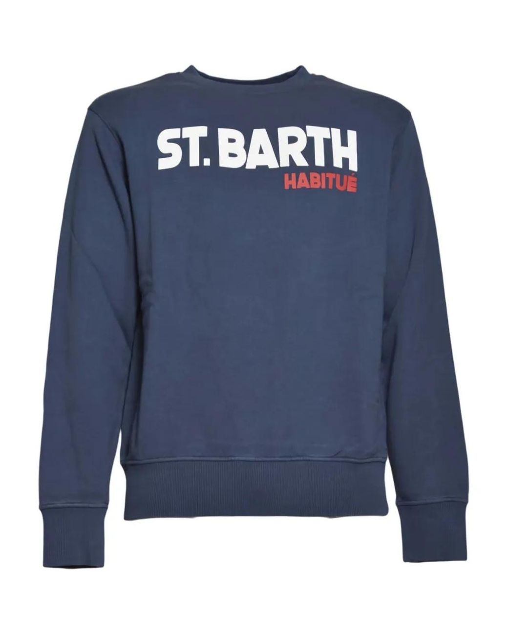 Mc2 Saint Barth Blue Soho Cotton Sweatshirt With Aperol Spritz Embroidery for men