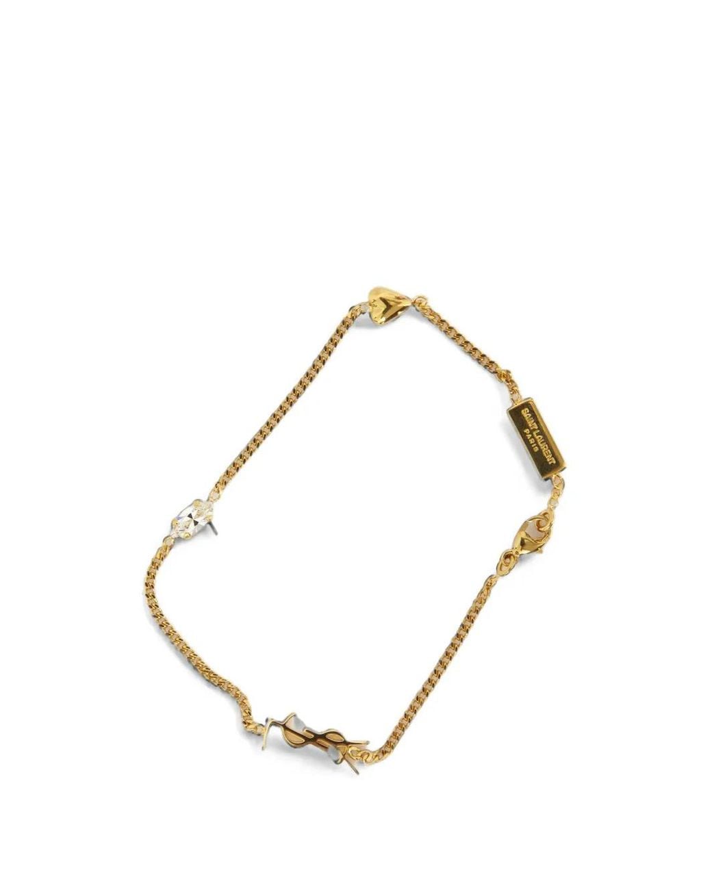 Saint Laurent Metallic Cassandre Crystal Bracelet
