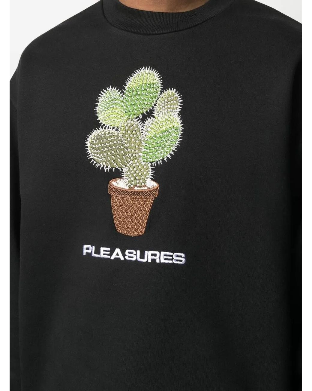 Pleasures Black Spike Embroidery Rib-Trimmed Sweatshirt for men
