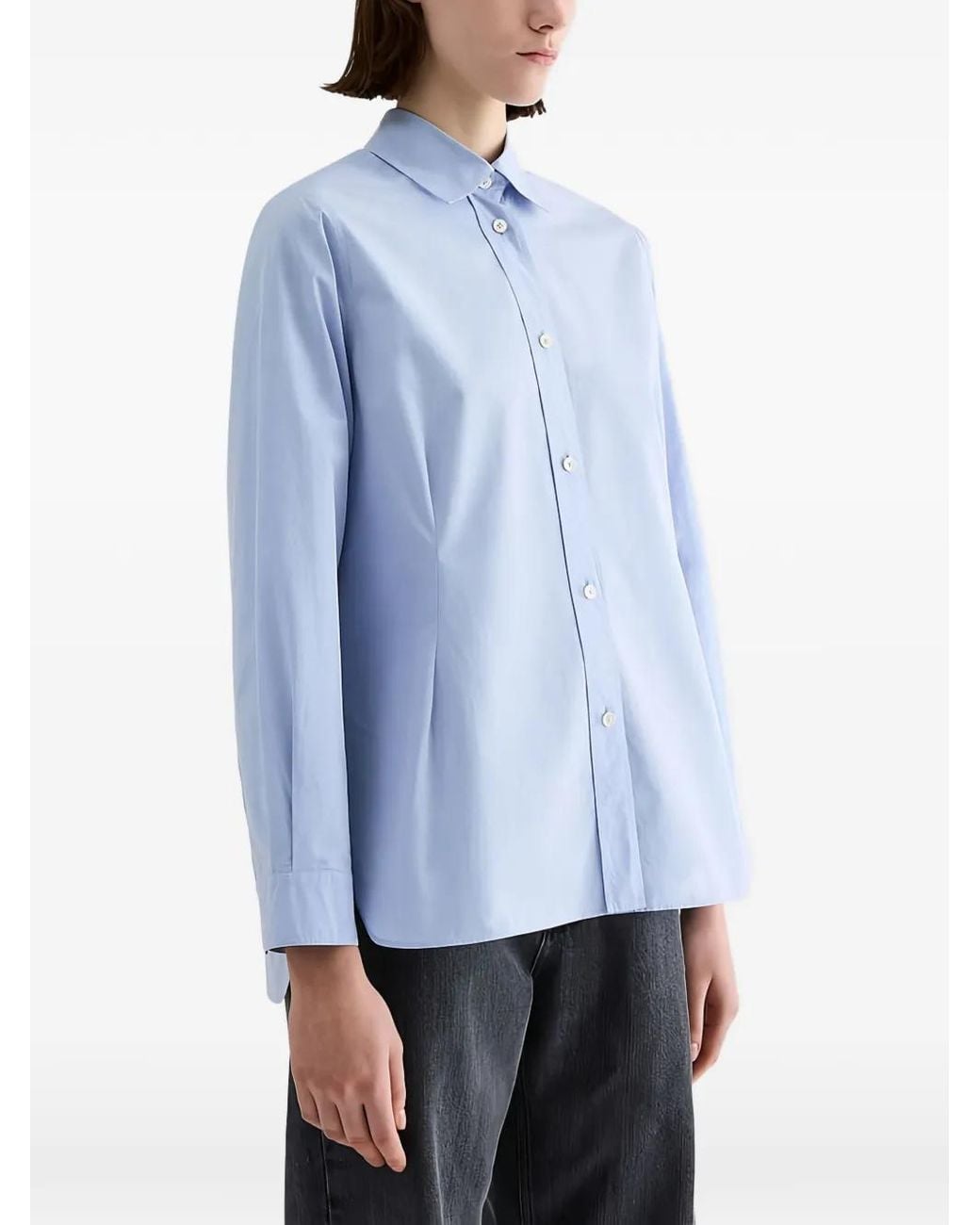 Jil Sander Blue Lightweight Fil-À-Fil Cotton Shirt