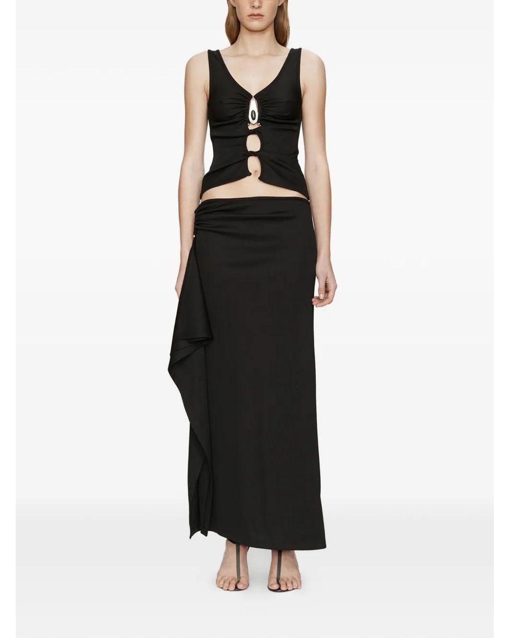 Christopher Esber Black Crystal-Pendant Cascade Skirt