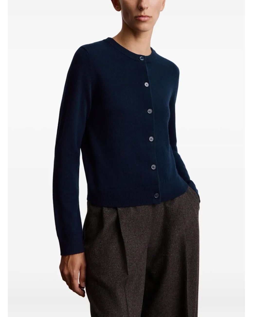 12 STOREEZ Blue Crew-Neck Cardigan