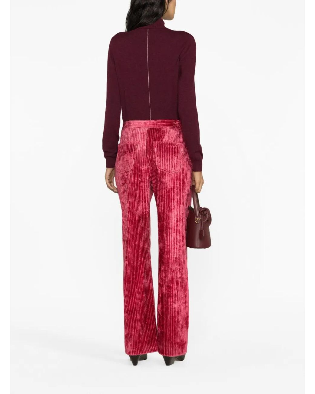 Isabel Marant Red Rwan Cordoroy-Finish Trousers