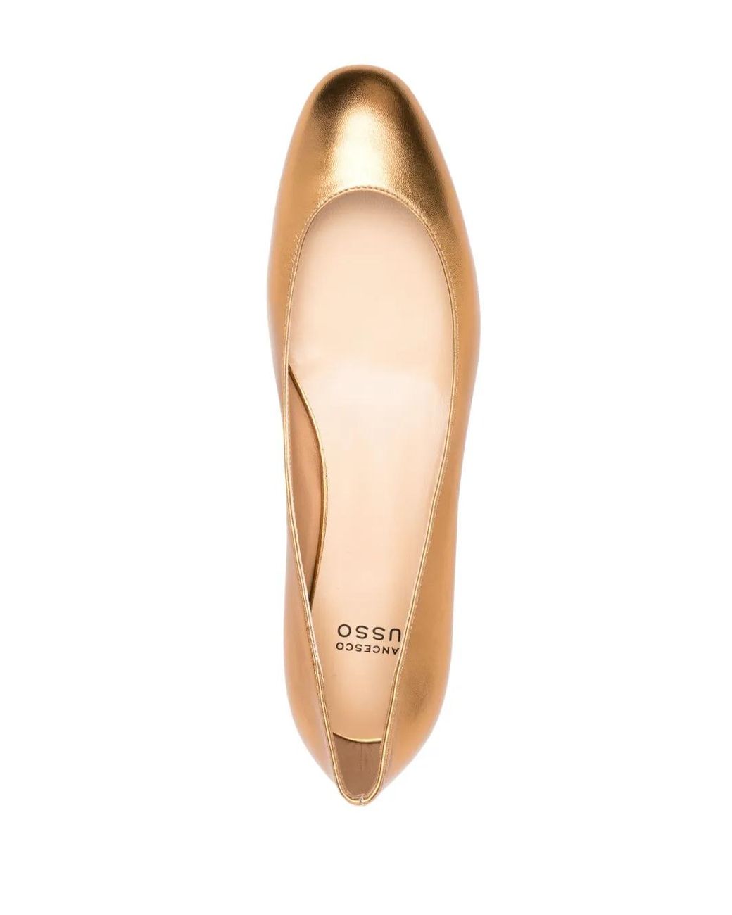 Francesco Russo Brown Metallic Leather Ballerina Shoes