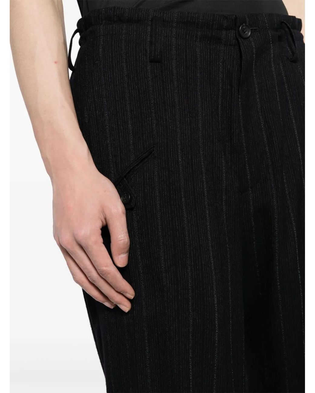 Yohji Yamamoto Pinstriped Tailored Trousers in Black für Herren