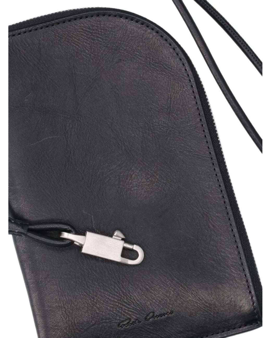 Rick Owens Black Portefeuille En Cuir À Fermeture Zippée