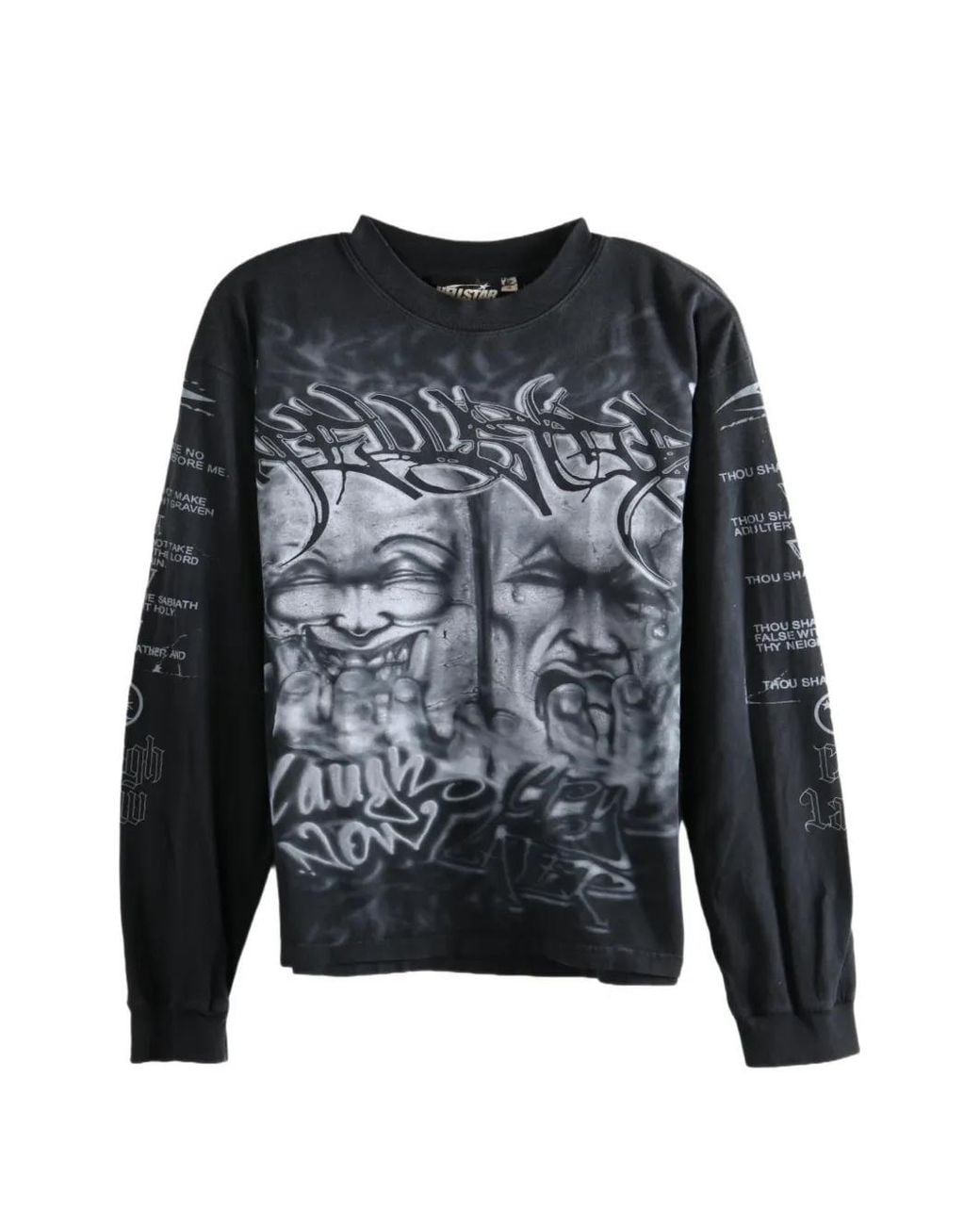 HELLSTAR Black Commandments Graphic-Print Long-Sleeve T-Shirt for men