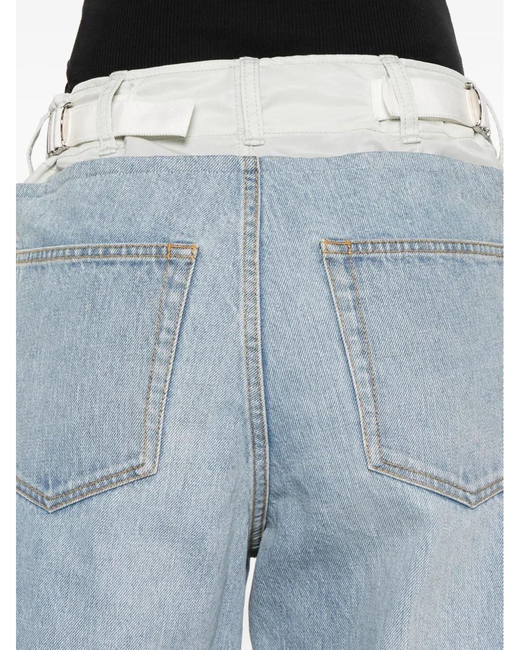 Sacai Blue Panelled Cotton Jeans