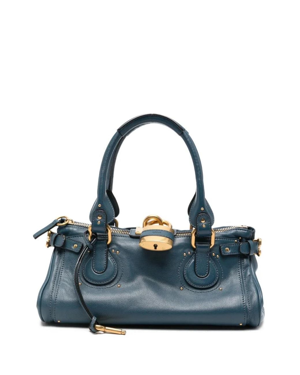 Chloé Blue Chloe Paddington Grained Leather Shoulder Bag