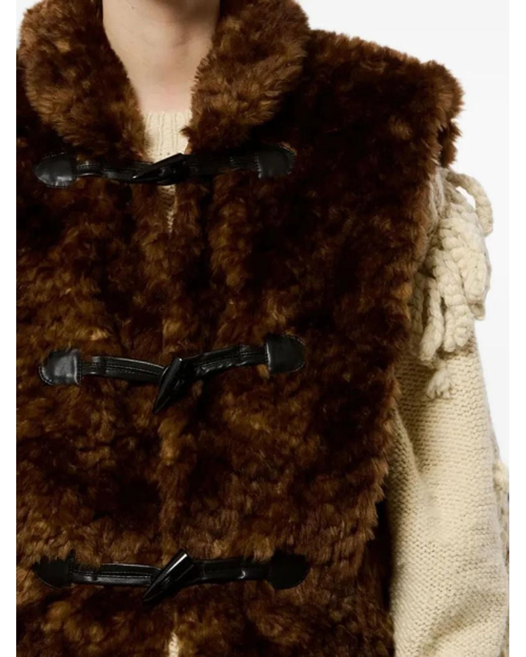 Isabel Marant Brown Jocya Toggle-Fastening Faux-Fur Gilet