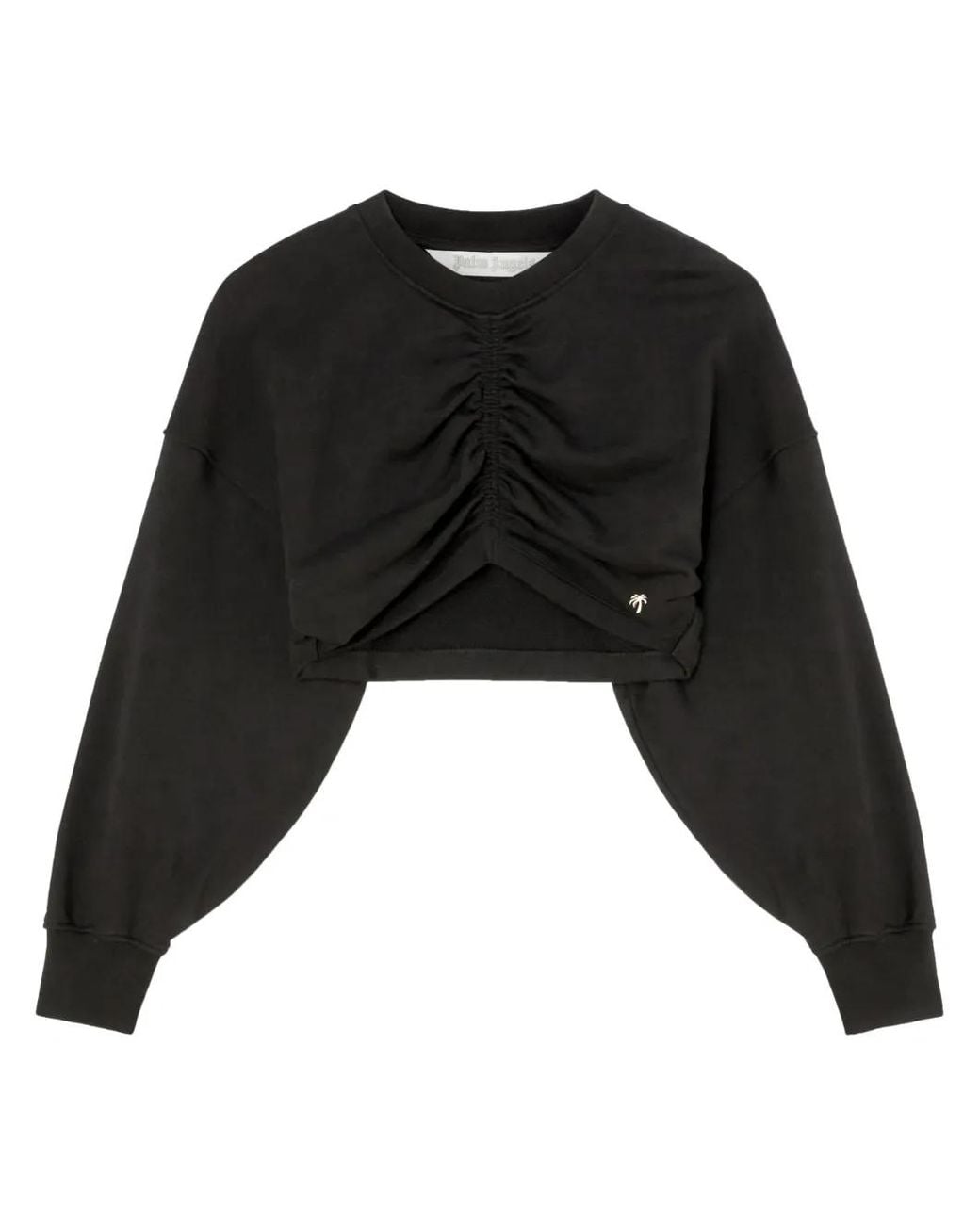 Palm Angels Black Ruched-Detail Cropped Sweatshirt