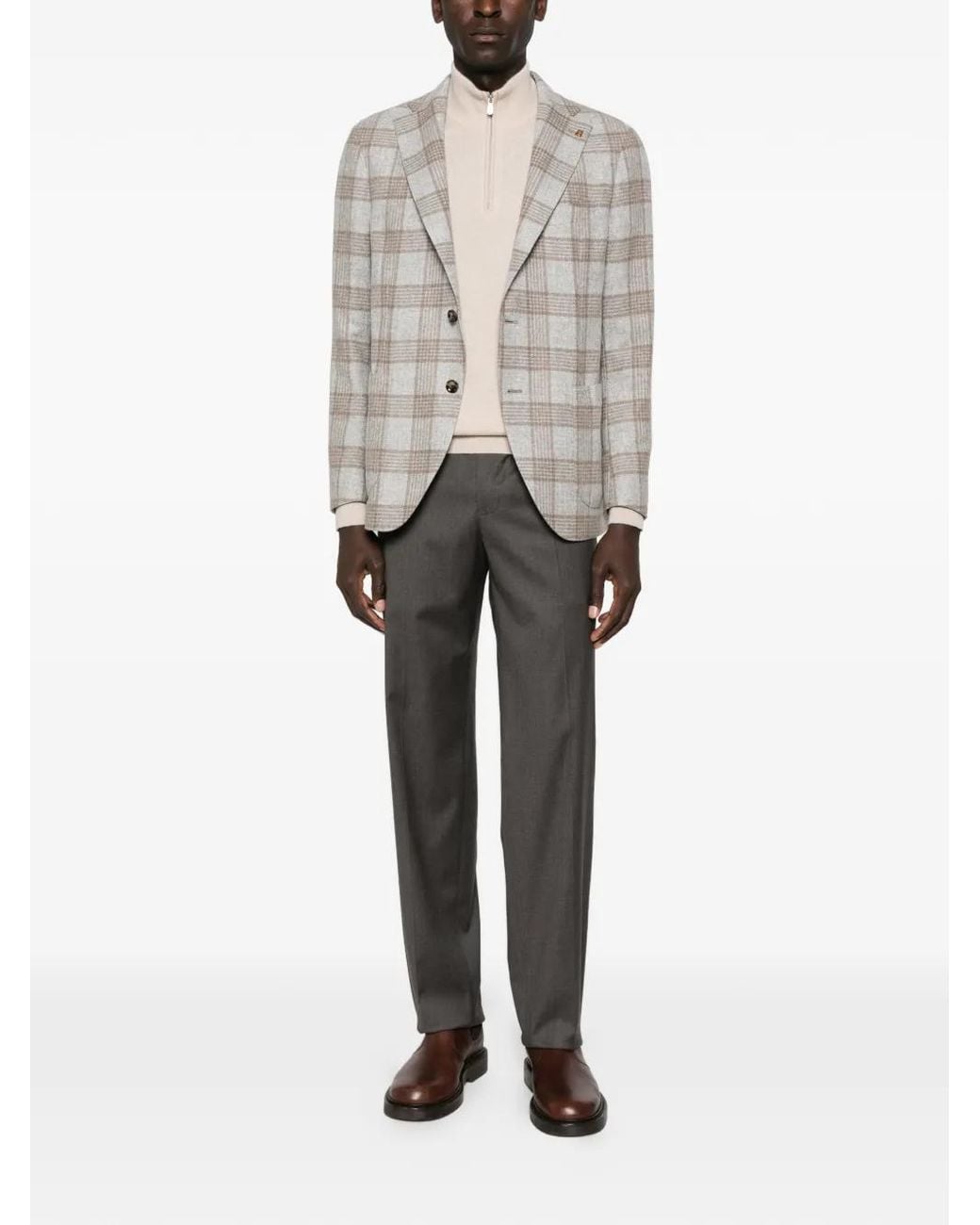Latorre Gray Plaid-Pattern Blazer for men
