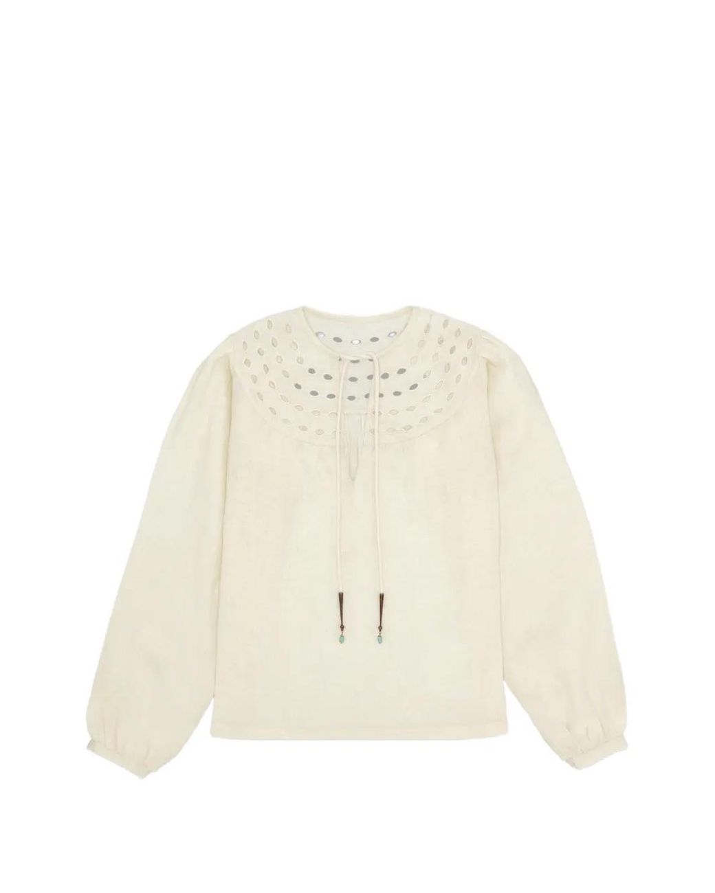 Fortela Natural Embroidered Linen Blouse