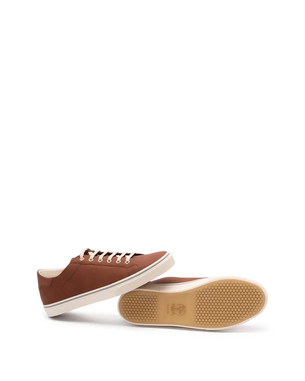 Brunello Cucinelli Brown Leather Lace-Up Fastening Sneakers for men