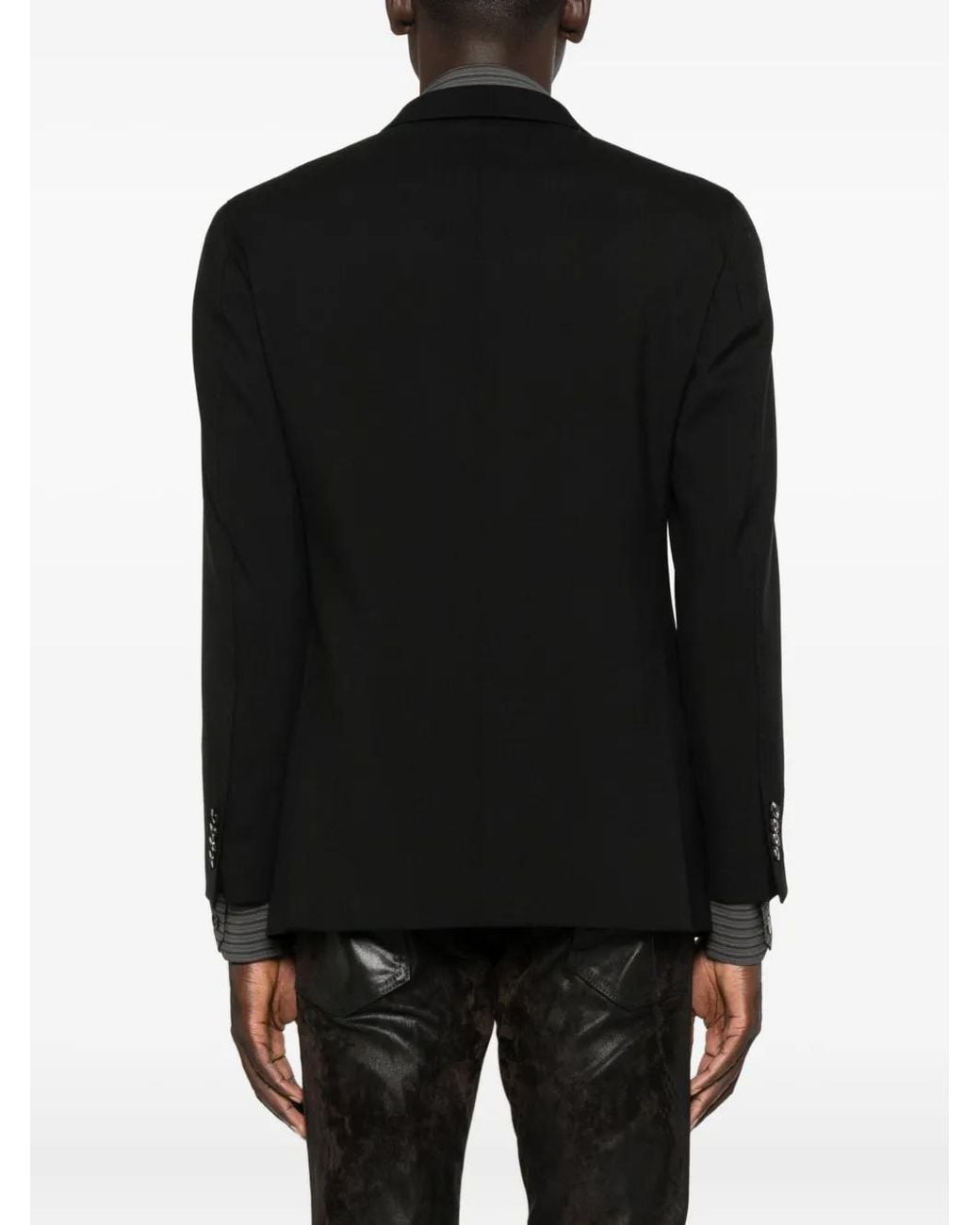 Gabriele Pasini Black Double-Breasted Structured Jacket for men