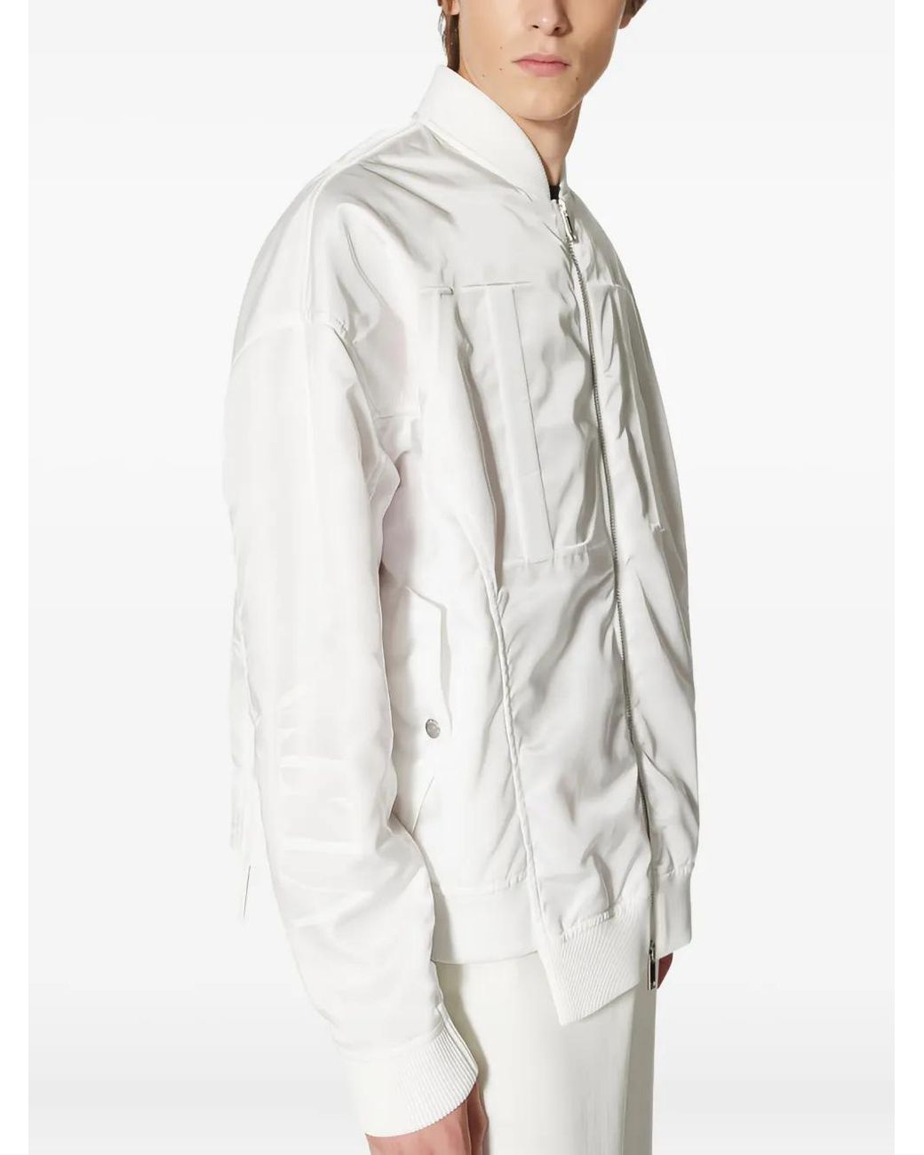 Valentino Garavani White Panelled Zip-Front Bomber Jacket for men