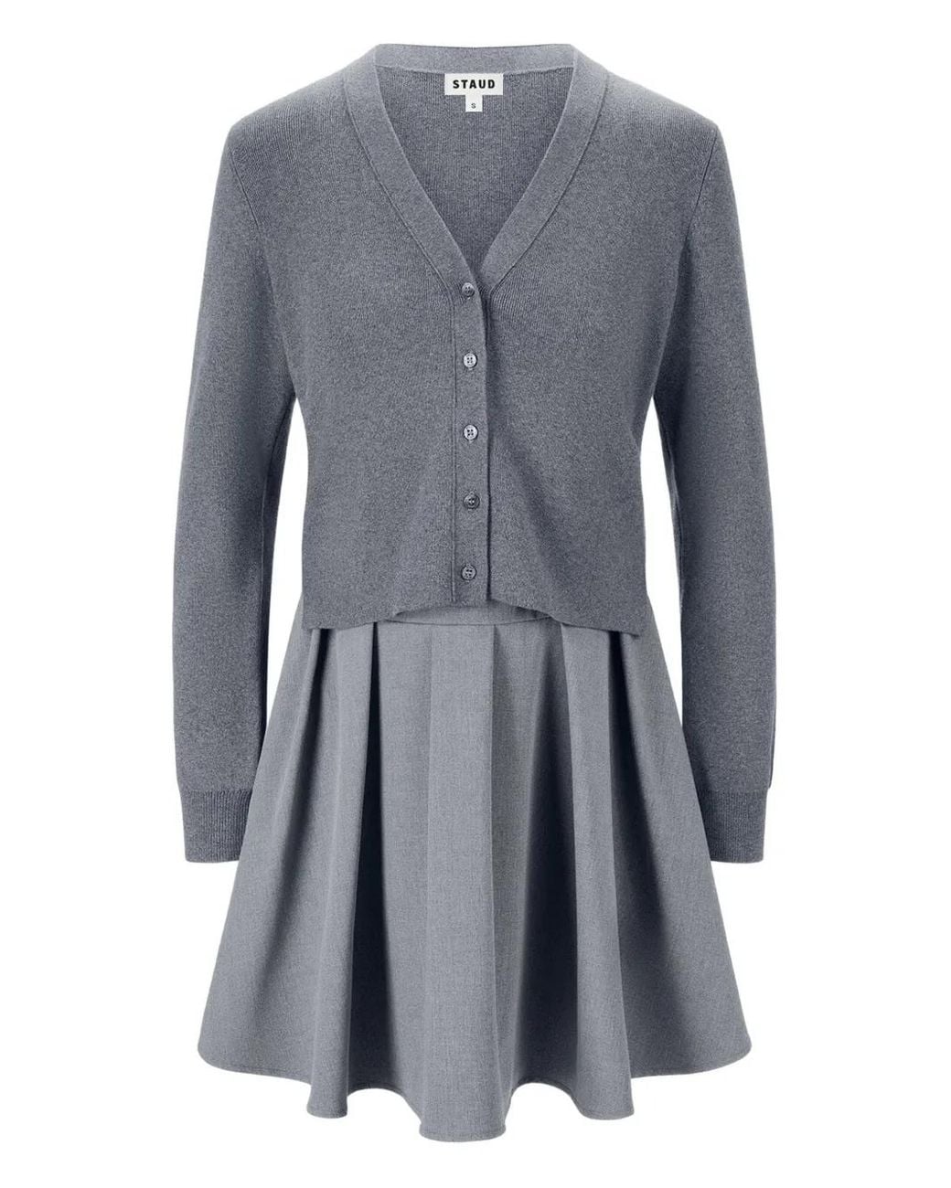 Staud Gray Milo V-Neck Midi Dress