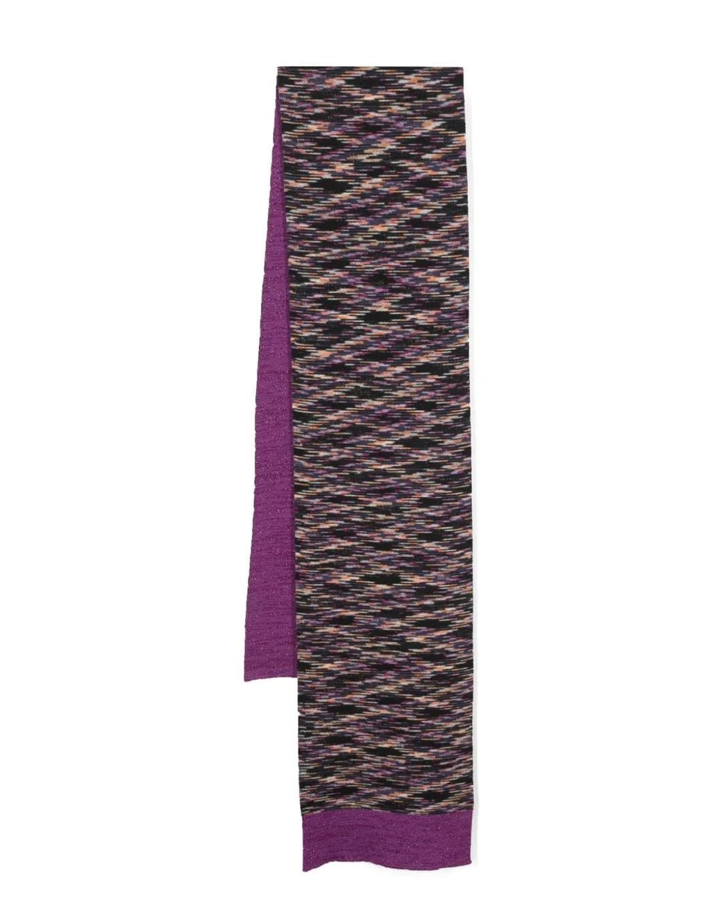 Missoni Purple Patterned-Intarsia Reversible Scarf