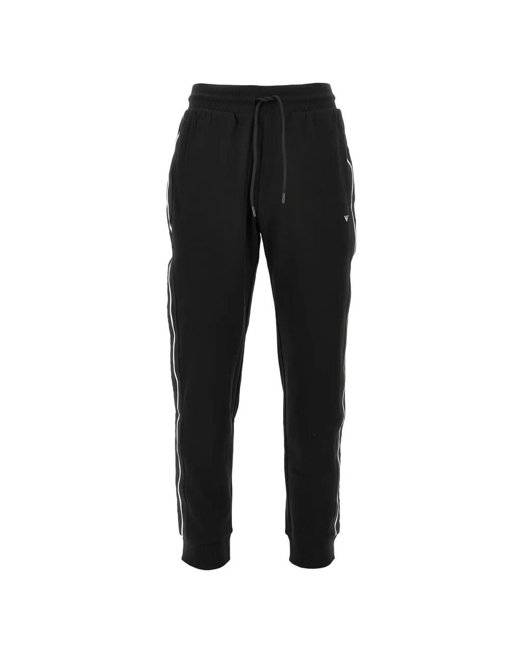 Emporio Armani Black Logo-Print Side-Stripe Track Pants for men