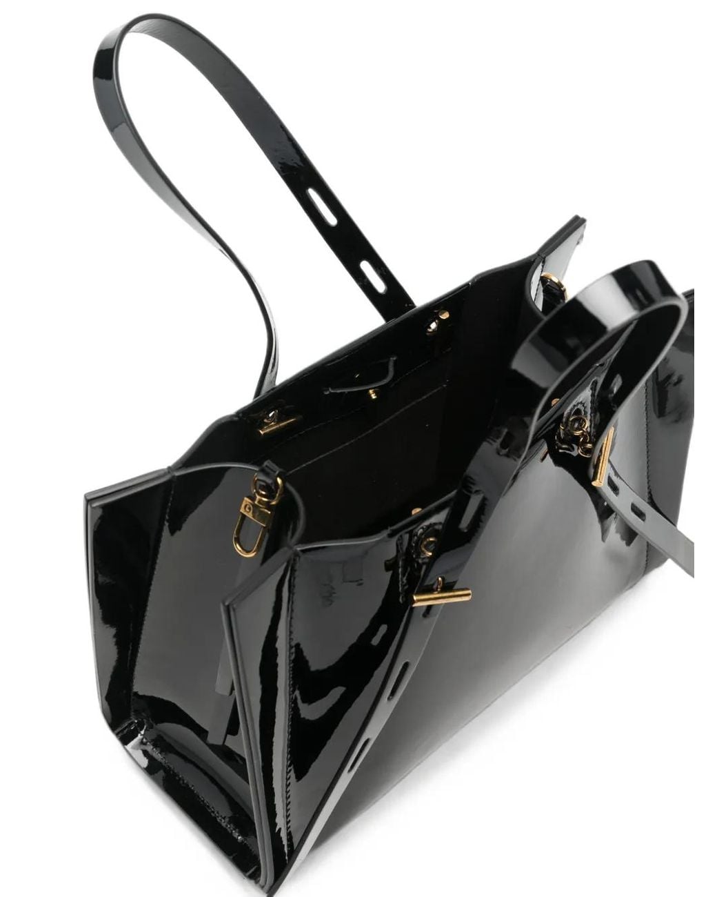 MINOBOSSI Black Paulina Patent-Leather Tote Bag