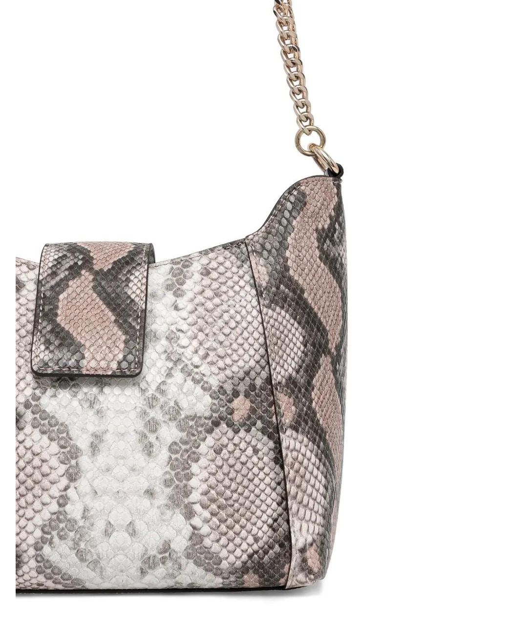 Guess Gray Snake-Effect Chain Tote Bag