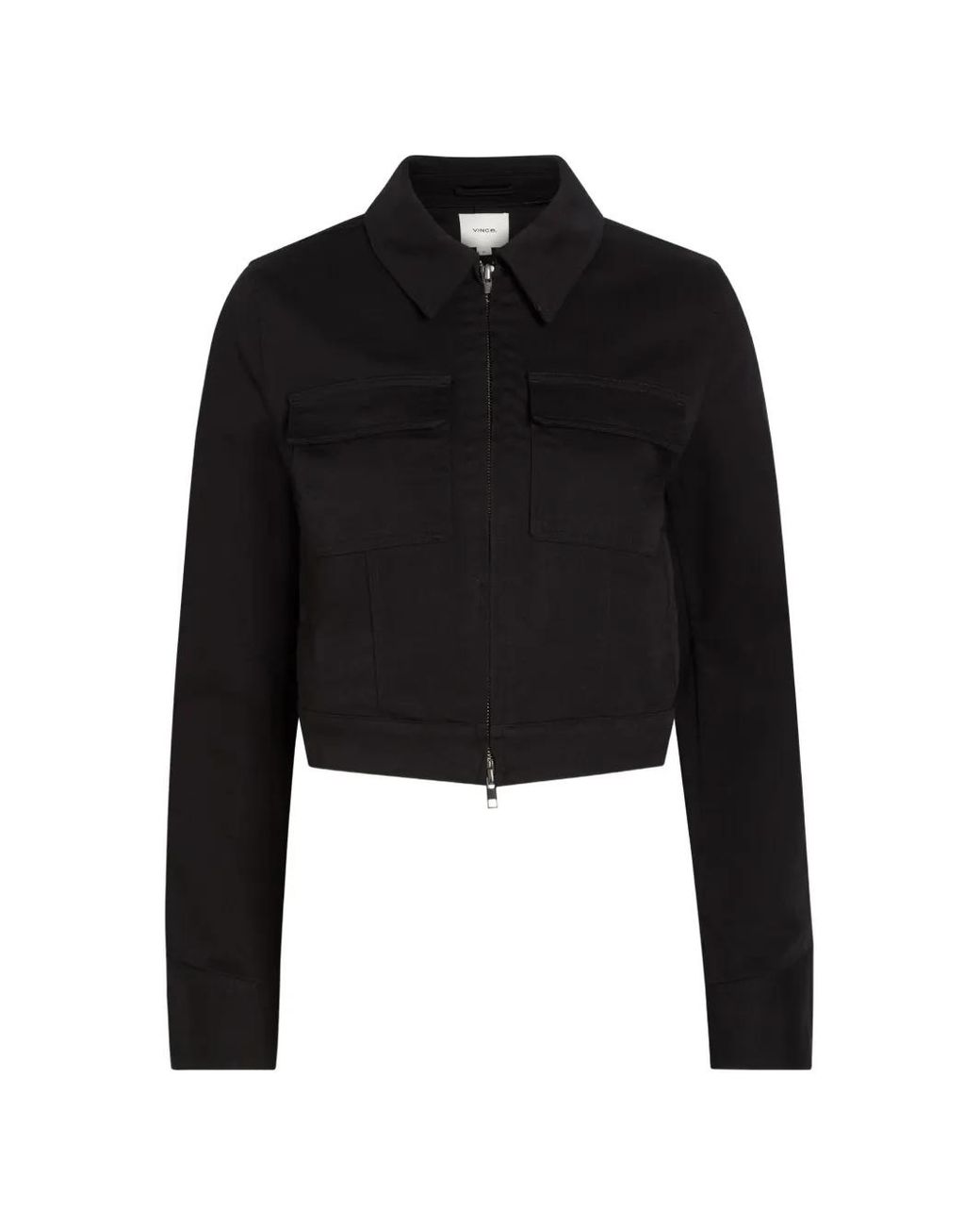 Vince Black Zip-Up Flap-Pocket Jacket