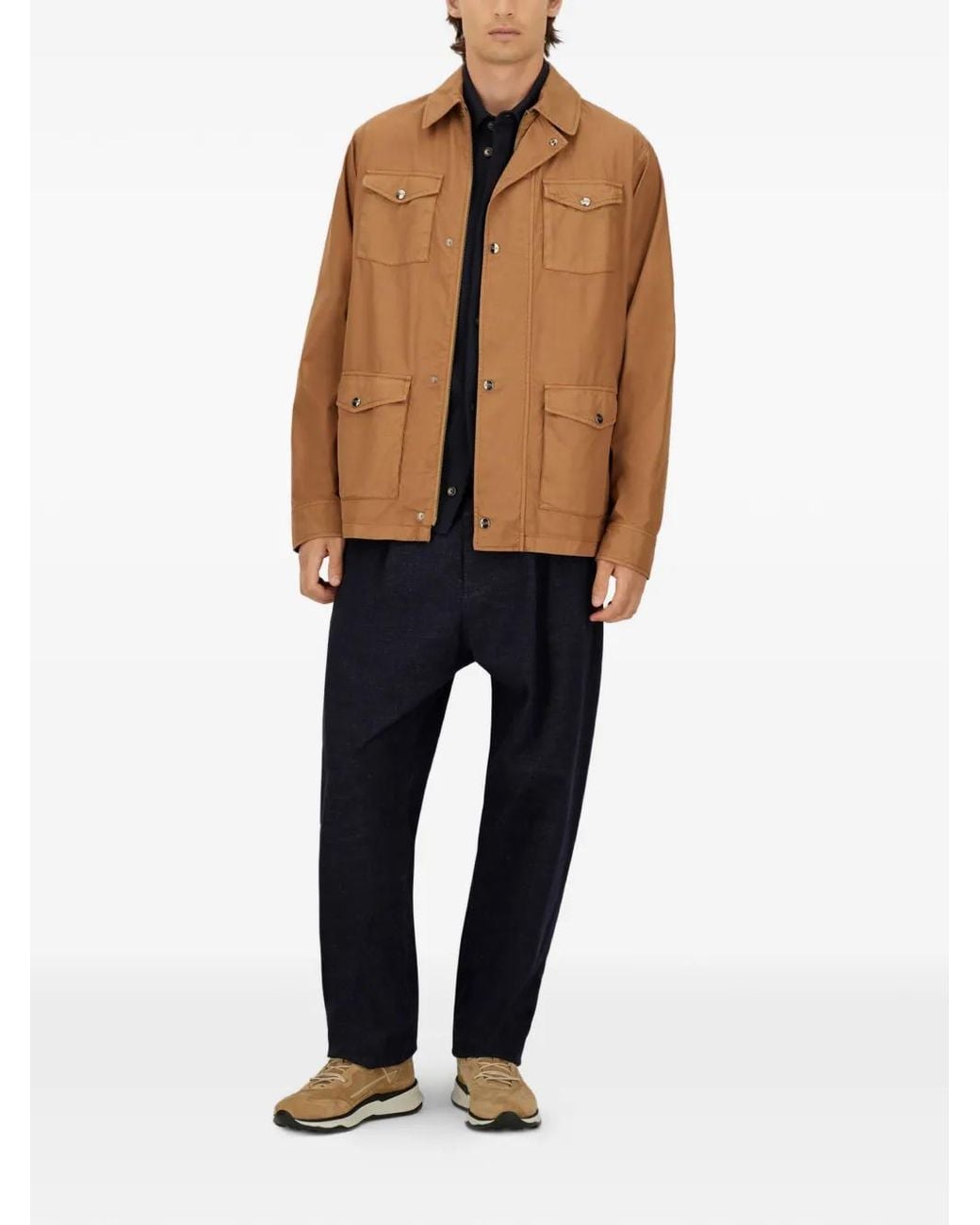 Herno Brown Flap Pocket Drawstring Jacket for men