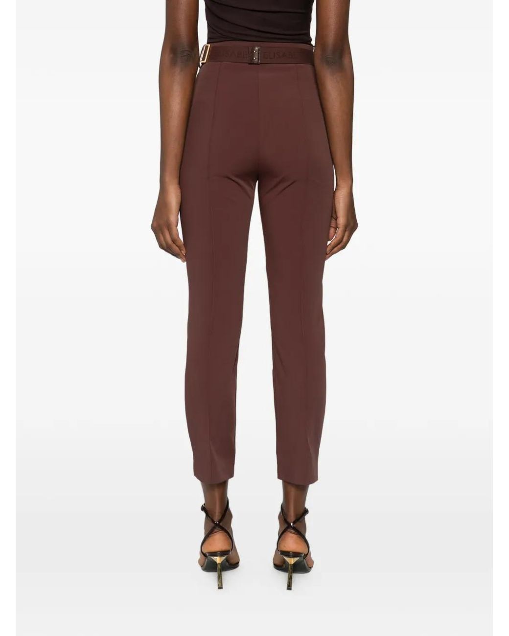 Elisabetta Franchi Cropped Tailored High Waist Belted Pants